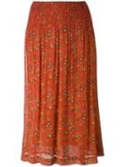 Masscob Printed A-line Mid Skirt, Women's, Size: 34, Yellow/orange, Silk/polyester