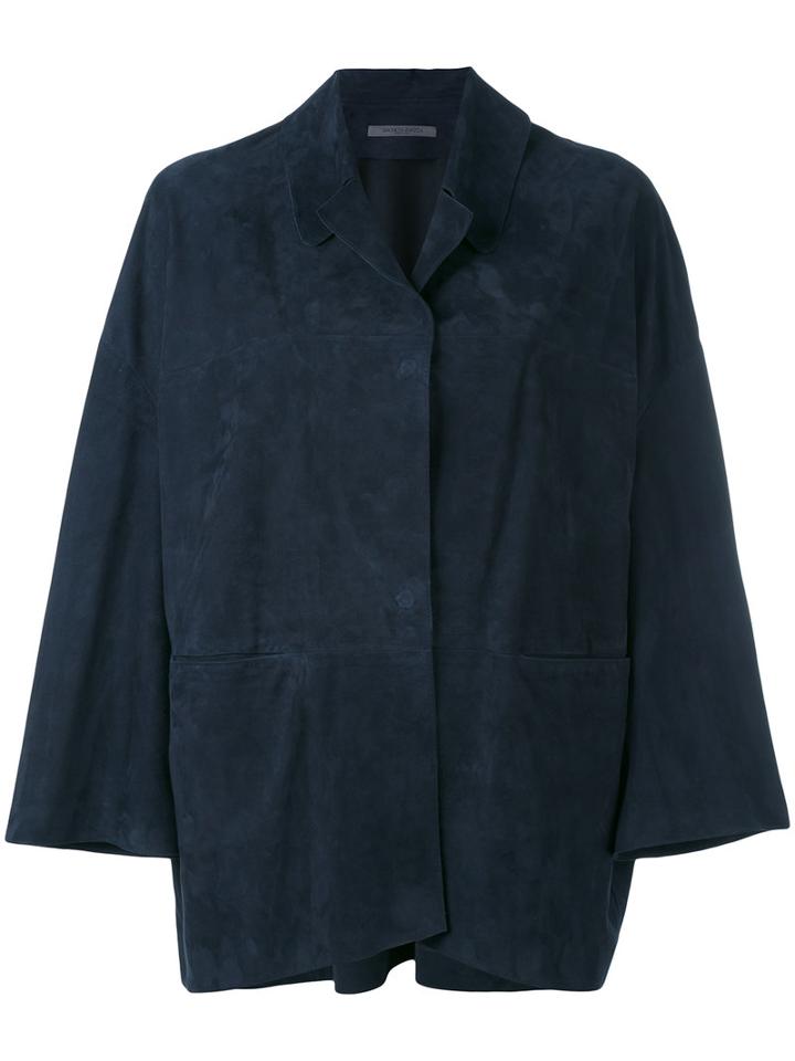 Simonetta Ravizza - Asial Boxy Jacket - Women - Goat Suede - 40, Blue, Goat Suede
