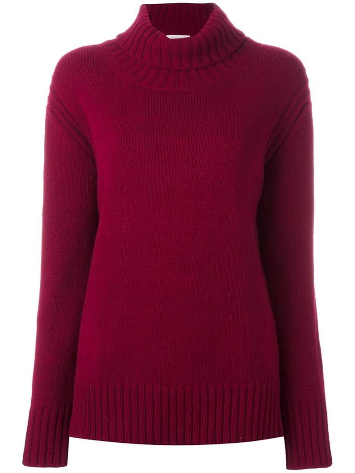 &daughter Turtleneck Ribbed Jumper, Women's, Size: Medium, Pink/purple, Virgin Wool