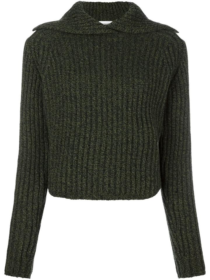 Carven Ribbed Pullover, Women's, Size: Small, Green, Nylon/wool