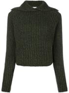 Carven Ribbed Pullover, Women's, Size: Small, Green, Nylon/wool