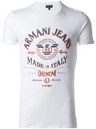 Armani Jeans Logo Print T-shirt, Men's, Size: M, White, Cotton/spandex/elastane