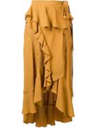 Iro Ruffle Flared Midi Skirt - Yellow