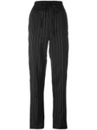 Isabel Marant Pinstripe Soya Trousers, Women's, Size: 38, Black, Silk/cupro/viscose