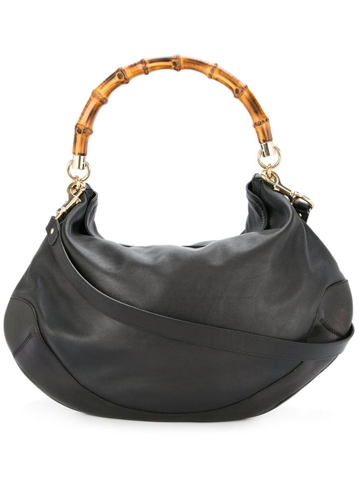 Gucci Vintage Bamboo Handle 2 Way Bag - Black