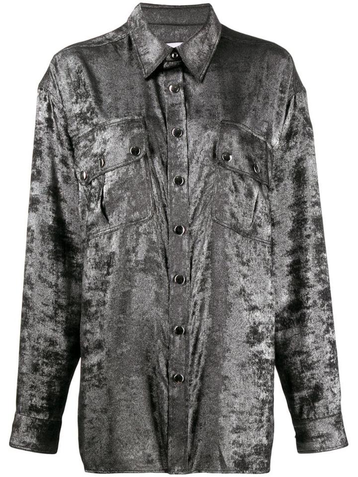 Faith Connexion Oversized Chest Pocket Shirt - Silver