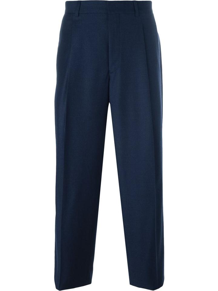 E. Tautz Pleated Trousers With Belt Loop, Men's, Size: 36, Blue, Silk/viscose/wool