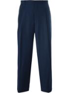 E. Tautz Pleated Trousers With Belt Loop, Men's, Size: 36, Blue, Silk/viscose/wool