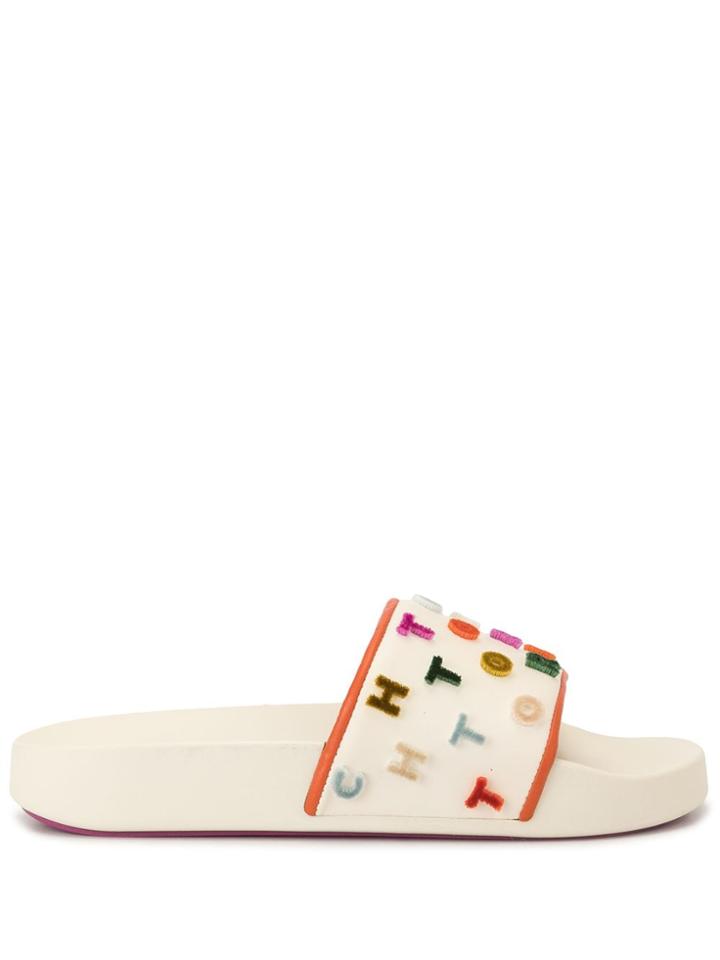 Tory Burch Logo Letters Slides - White