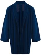 Homme Plissé Issey Miyake - Ribbed Midi Cardigan - Men - Polyester - M, Blue, Polyester