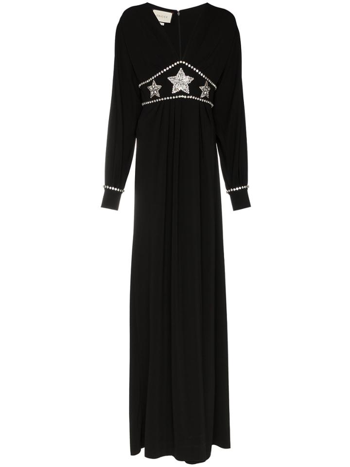 Gucci Black Star Embellished Maxi Dress