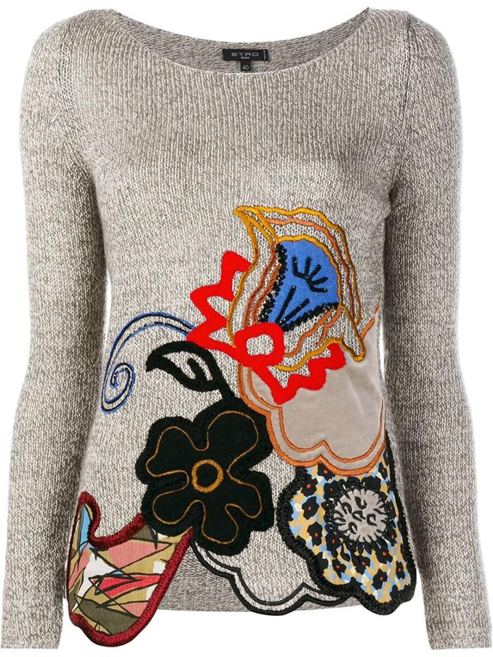 Etro Patchwork Embellished Cotton-blend Jumper