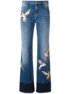 Red Valentino Birds Patch Straight Jeans, Women's, Size: 28, Blue, Cotton/silk/viscose