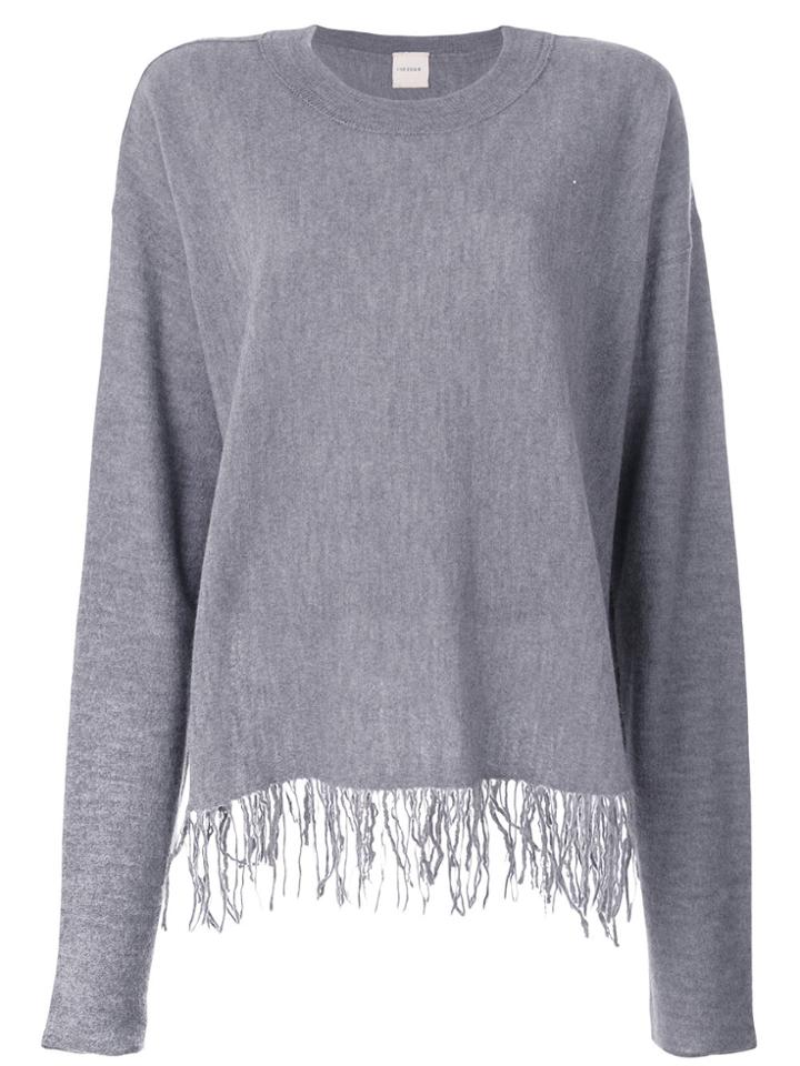 Fine Edge Fringed Jumper - Grey