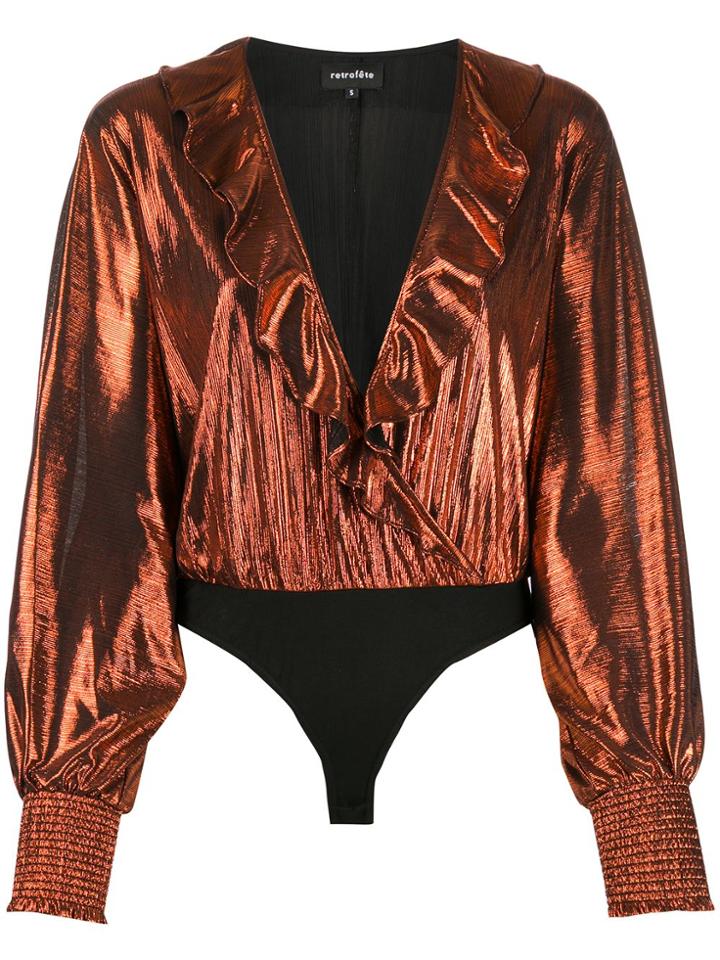 Retrofete One Piece Wrap Blouse - Brown
