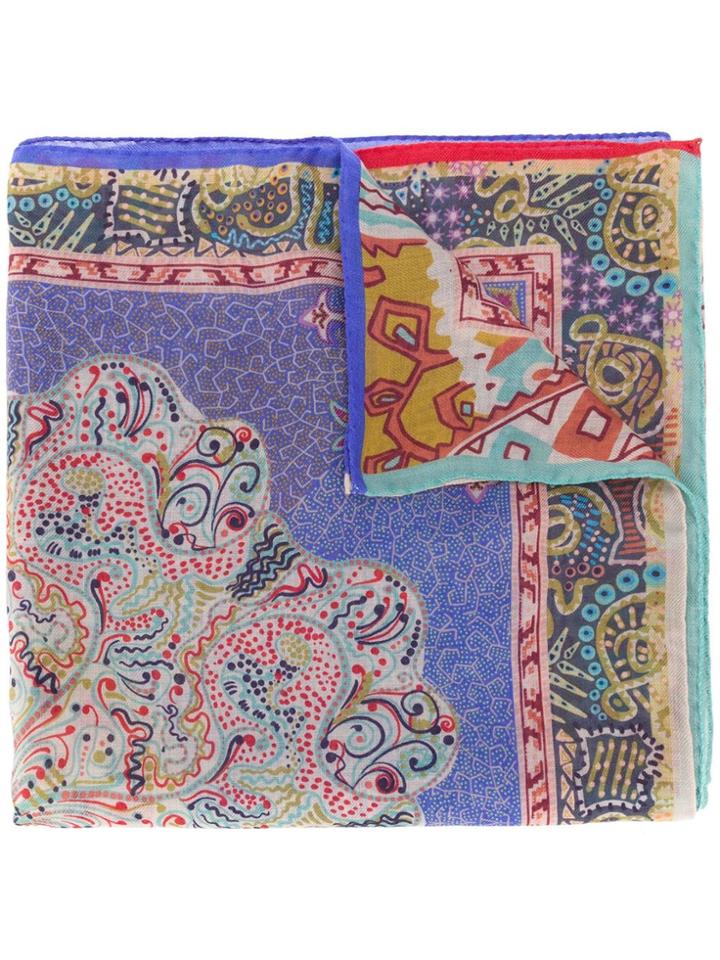 Etro Abstract Paisley Print Scarf - Blue