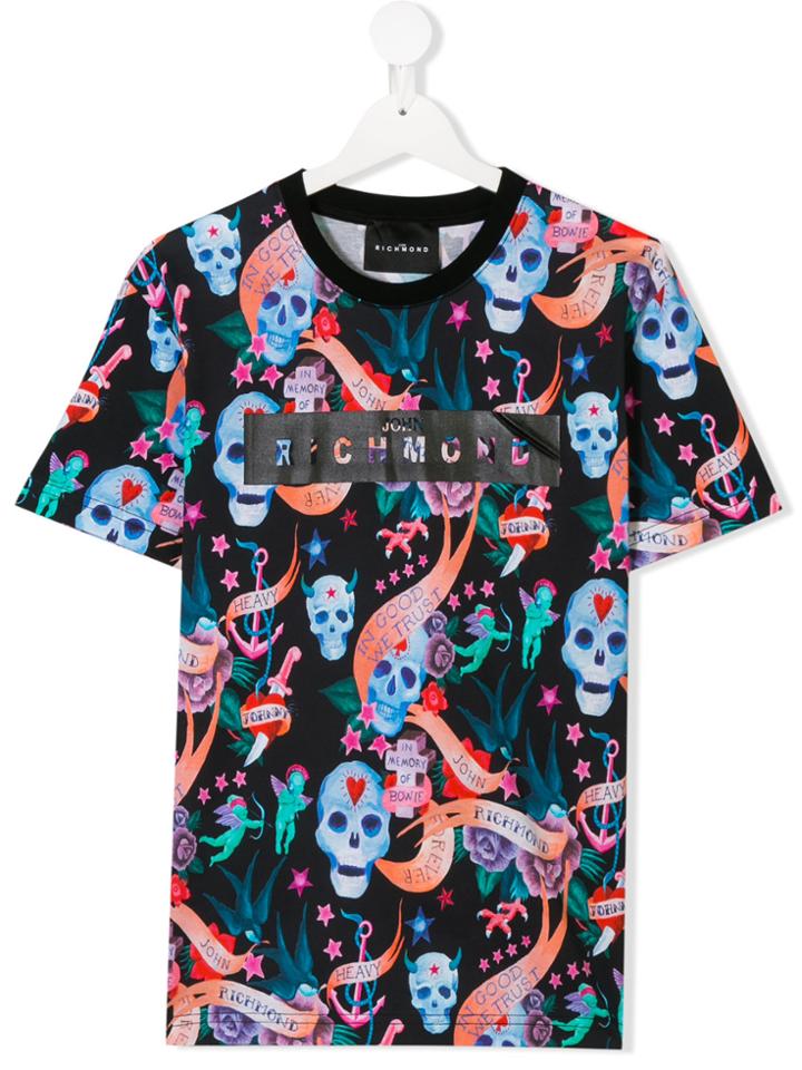 John Richmond Kids Teen Multi Print T-shirt - Black