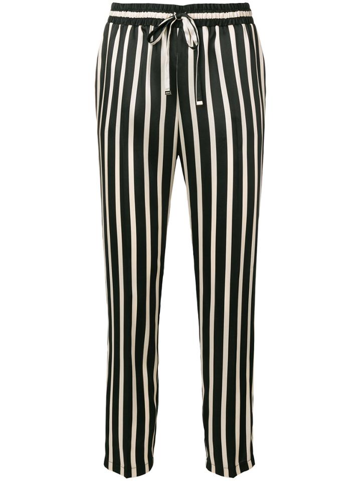 Liu Jo Striped Print Loose Trousers - Black