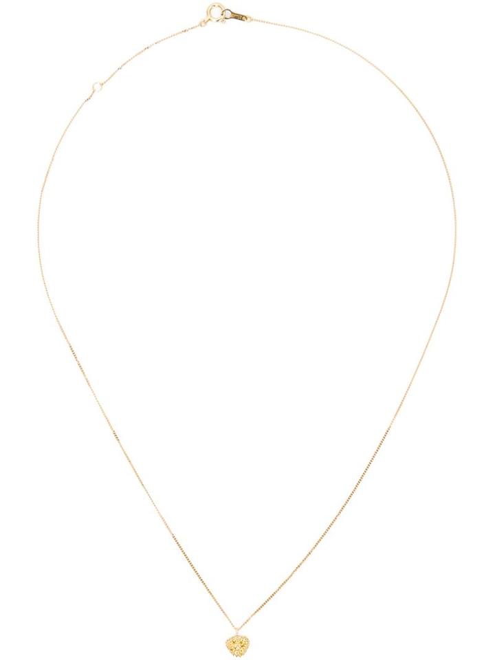 Hirondelle Studded Heart Pendant Necklace, Women's, Metallic