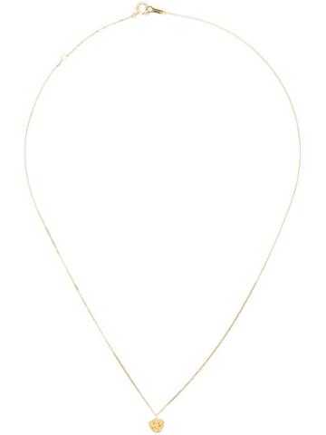 Hirondelle Studded Heart Pendant Necklace, Women's, Metallic