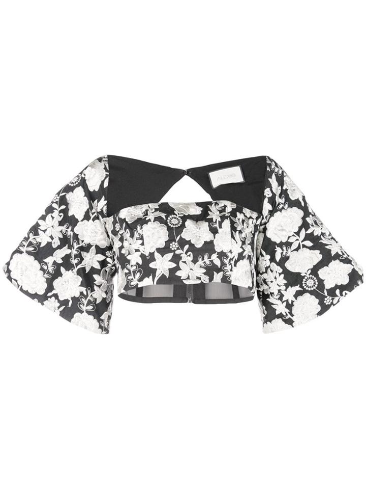 Alexis Cropped Floral Top - White
