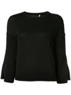 Co - Cropped-sleeve Jumper - Women - Cotton/viscose - Xs, Black, Cotton/viscose