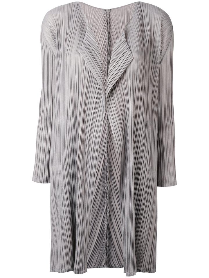 Pleats Please By Issey Miyake - Pleated Coat - Women - Polyester - 2, Grey, Polyester
