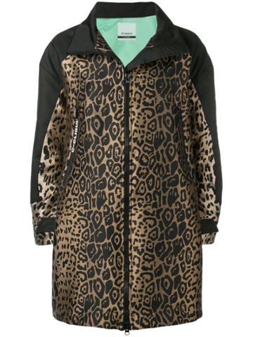 Pinko Leopard Jacquard Zip-up Coat - Black