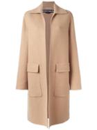Rochas Flap Pocket Coat, Women's, Size: 44, Nude/neutrals, Cotton/polyamide/wool
