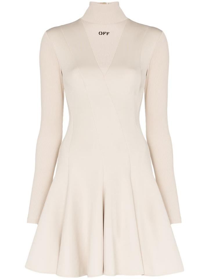 Off-white Logo Print Mini Dress - Neutrals