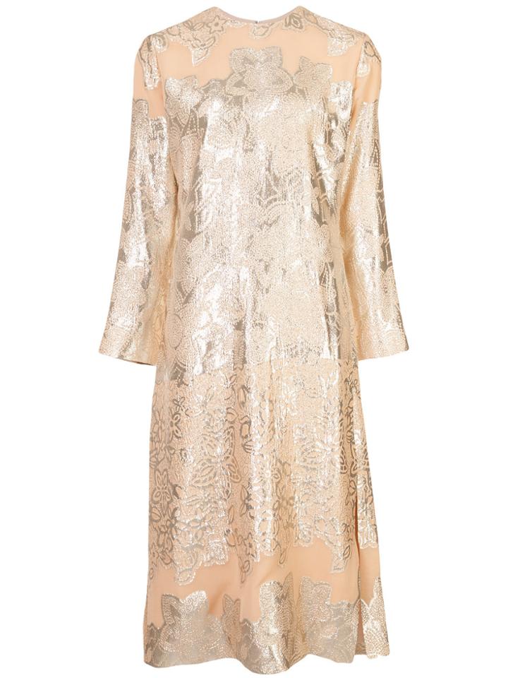 Partow Metallic Embroidered Dress