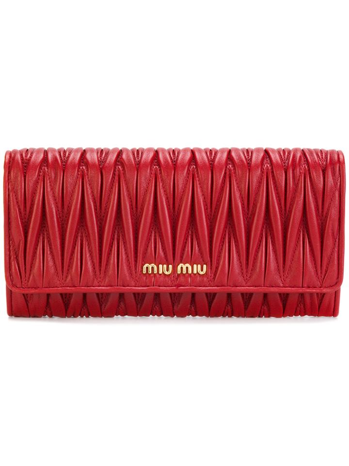 Miu Miu Ruched Wallet - Red