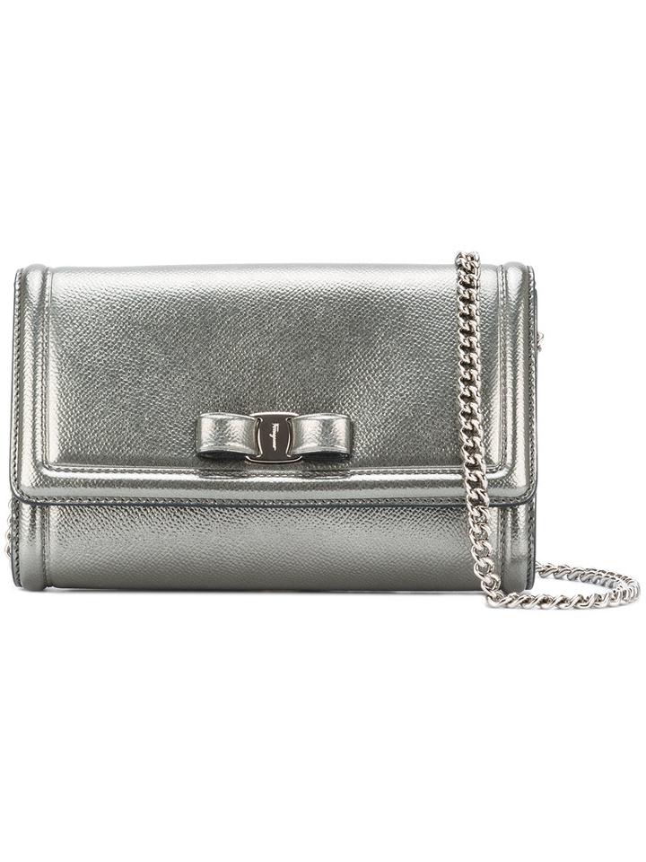 Salvatore Ferragamo - Metallic (grey) Vara Flap Bag - Women - Leather - One Size, Leather