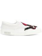 Miu Miu Laceless Embellished Sneakers - White