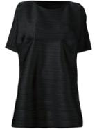 Pleats Please By Issey Miyake Pleated T-shirt, Women's, Size: V, Black, Polyester