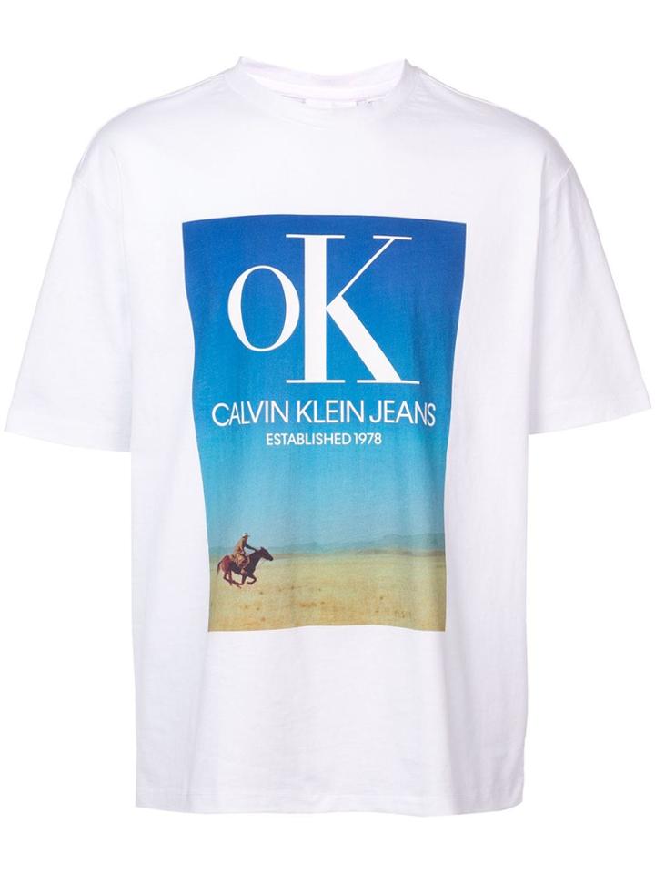 Calvin Klein Jeans Est. 1978 Logo Photo Print T-shirt - White