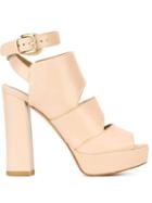 Stuart Weitzman Slits Sandals, Women's, Size: 38, Nude/neutrals, Calf Leather/leather