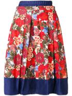 Marni Floral Pleated Skirt - Red