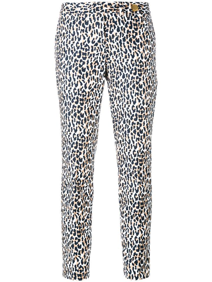 Michael Michael Kors Leopard Print Trousers, Women's, Size: 4, White, Cotton/spandex/elastane