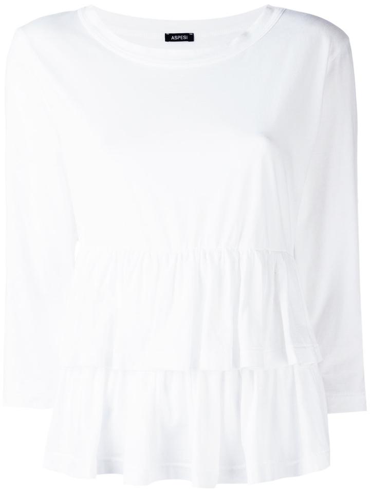 Aspesi - Double Peplum Hem Top - Women - Cotton - M, White, Cotton