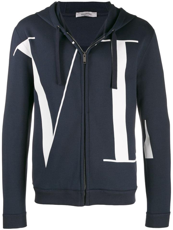 Valentino Vltn Zip-front Hoodie - Blue
