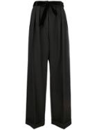 Valentino Belted Tailored Palazzo Pants - Black