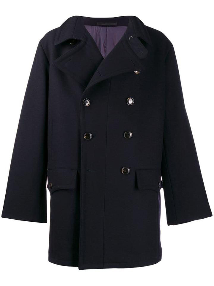 Giorgio Armani Oversized Pea Coat - Blue