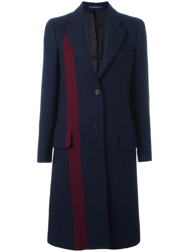 Paul Smith Stripe Detailing Mid Coat, Women's, Size: 38, Blue, Cupro/wool