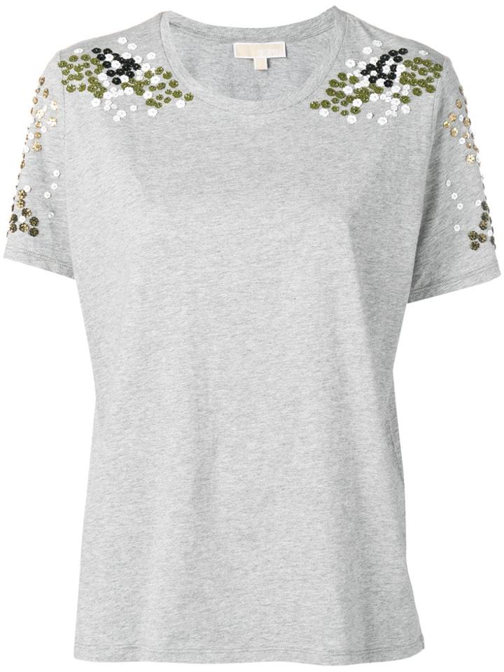 Michael Michael Kors Floral Appliqué T-shirt - Grey