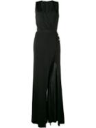 Balmain High Slit Gown, Women's, Size: 36, Black, Viscose