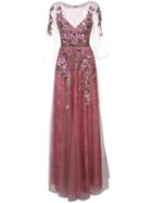 Marchesa Notte Floral-embroidered Lace Gown - Pink