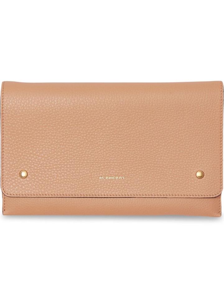 Burberry Two-tone Leather Wristlet Clutch - Neutrals