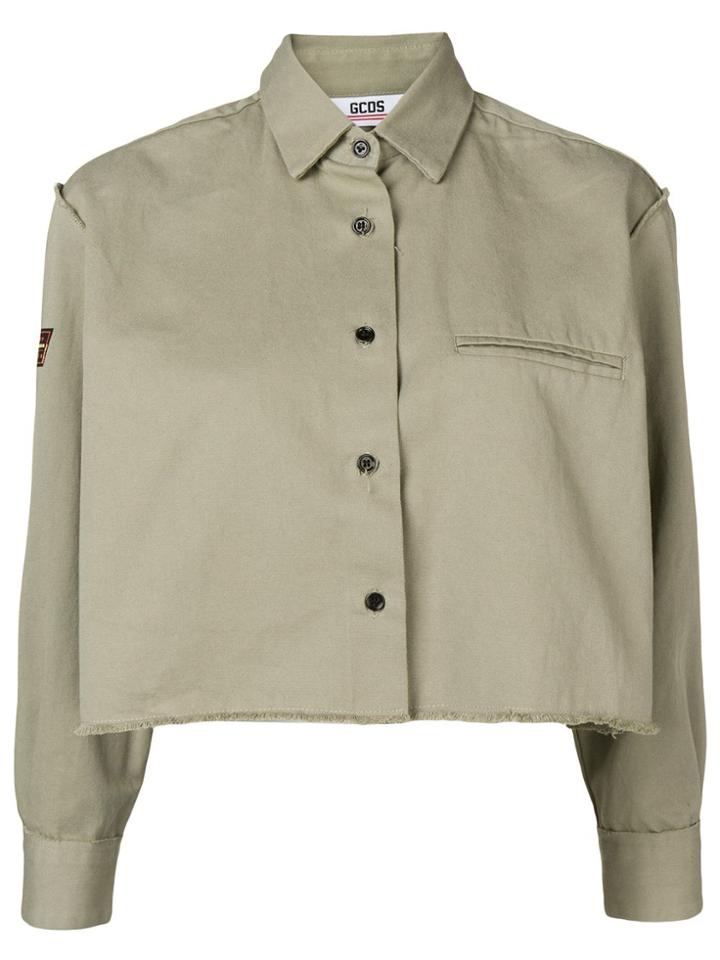 Gcds Cropped Military Shirt - Green