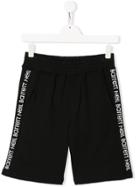 Neil Barrett Kids Teen Side Logo Stripe Track Shorts - Black
